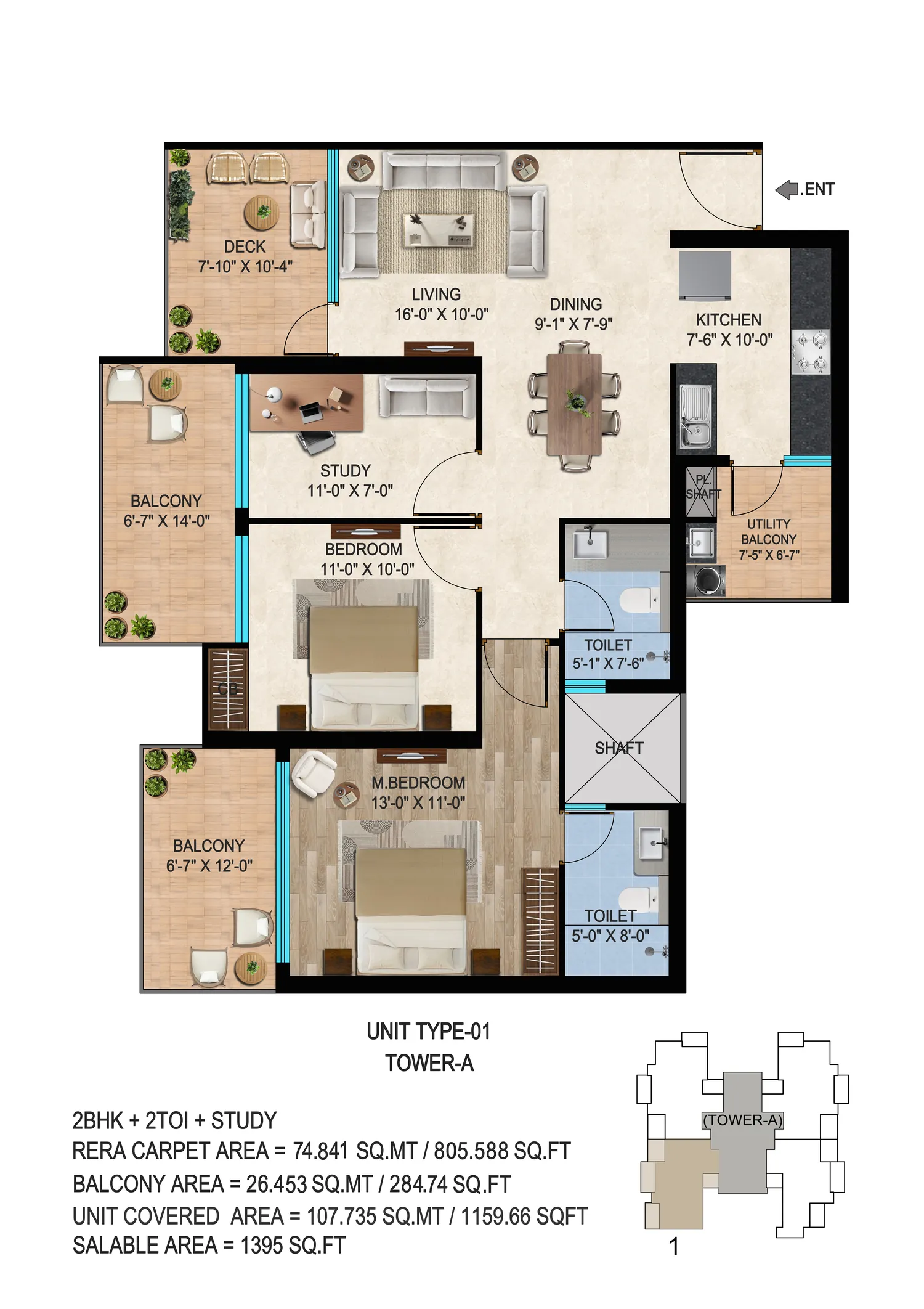 Tower A Unit Type 01 floor plan