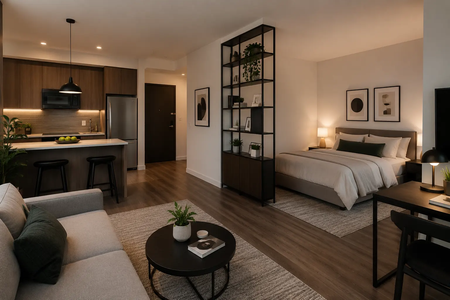 Compact luxury apartment with outdoor leisure setting
