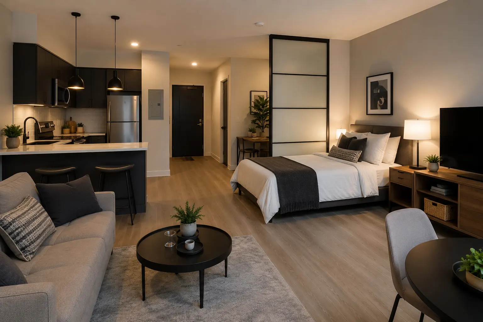 Premium studio apartment leisure and amenity environment